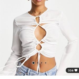 ASOS long sleeved top with ruched keyhole
